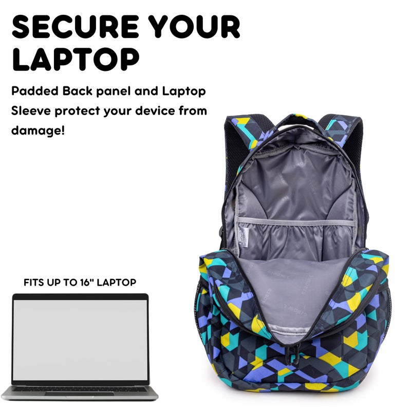 J World New York J World Cornelia Middle School Backpack for Kids. Student Laptop Bookbag, Cubes - Image 3